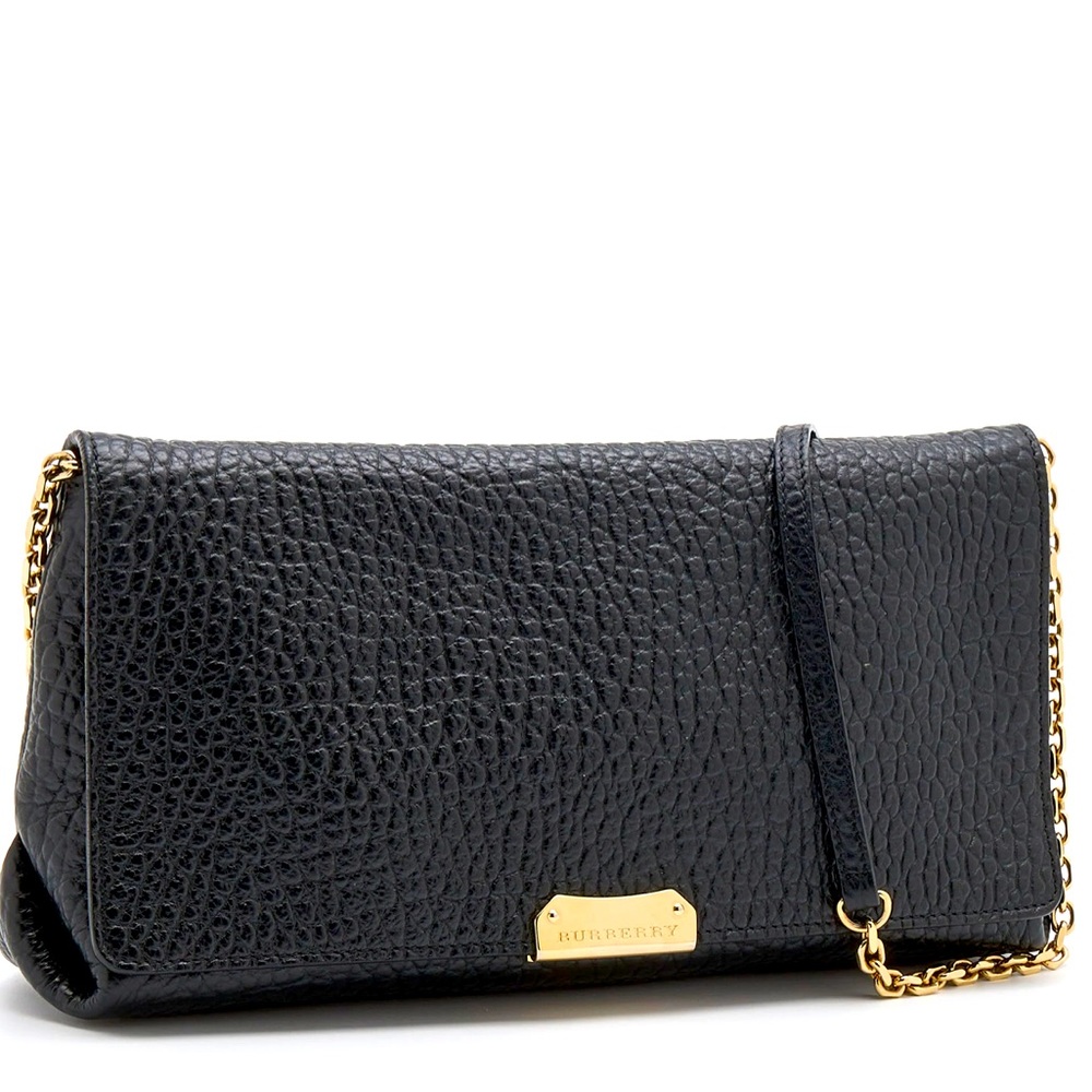 Burberry Black Leather Mildenhall Shoulder Bag